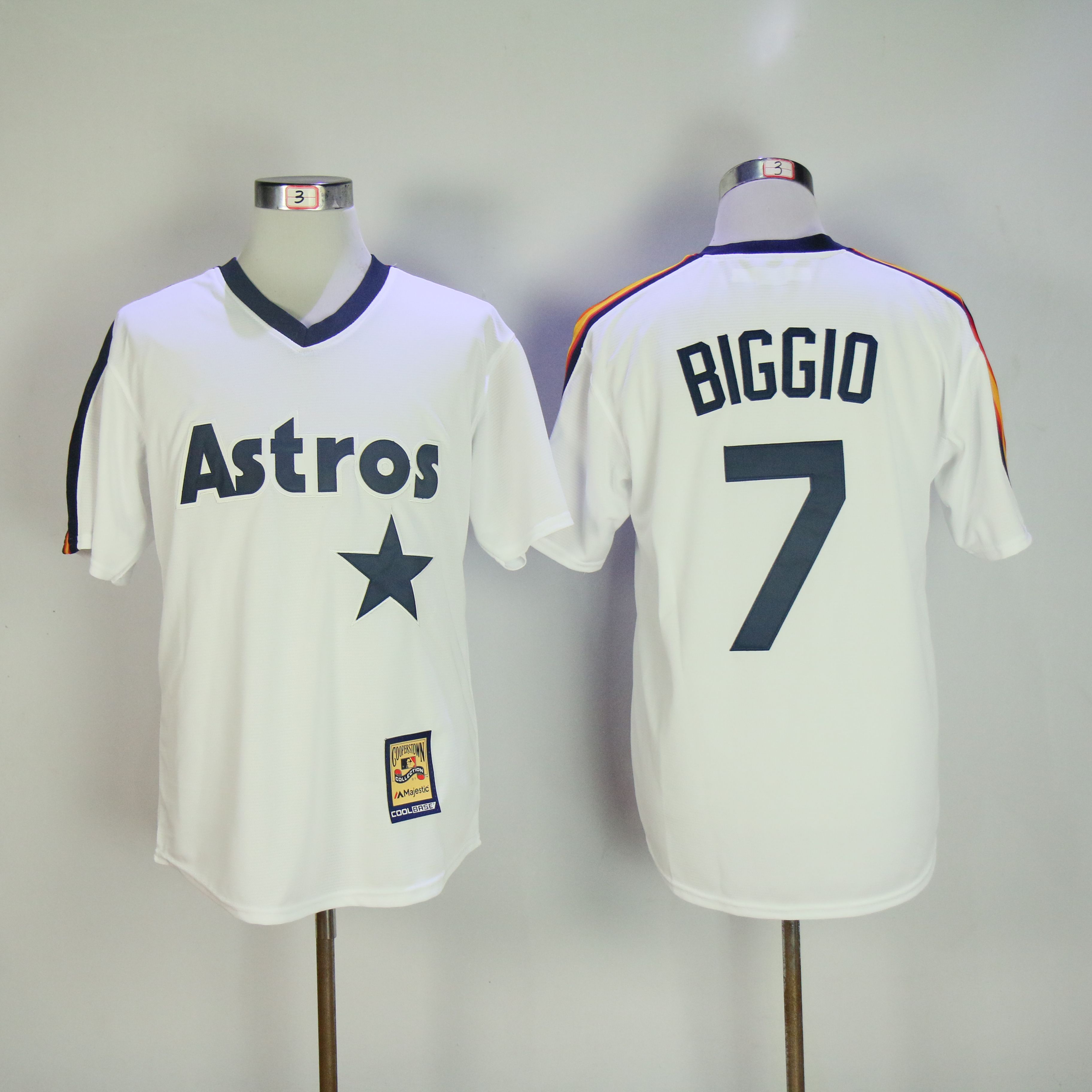 Men Houston Astros 7 Biggio White Throwback Game MLB Jerseys